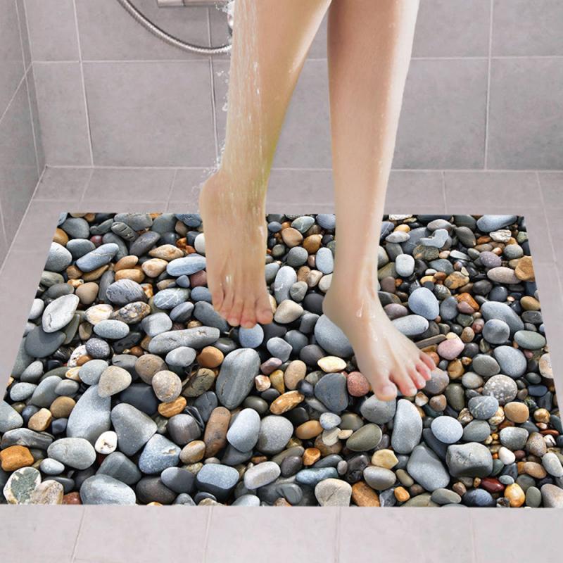 3D Stone Surface Bathroom Floor Stickers - Image 1