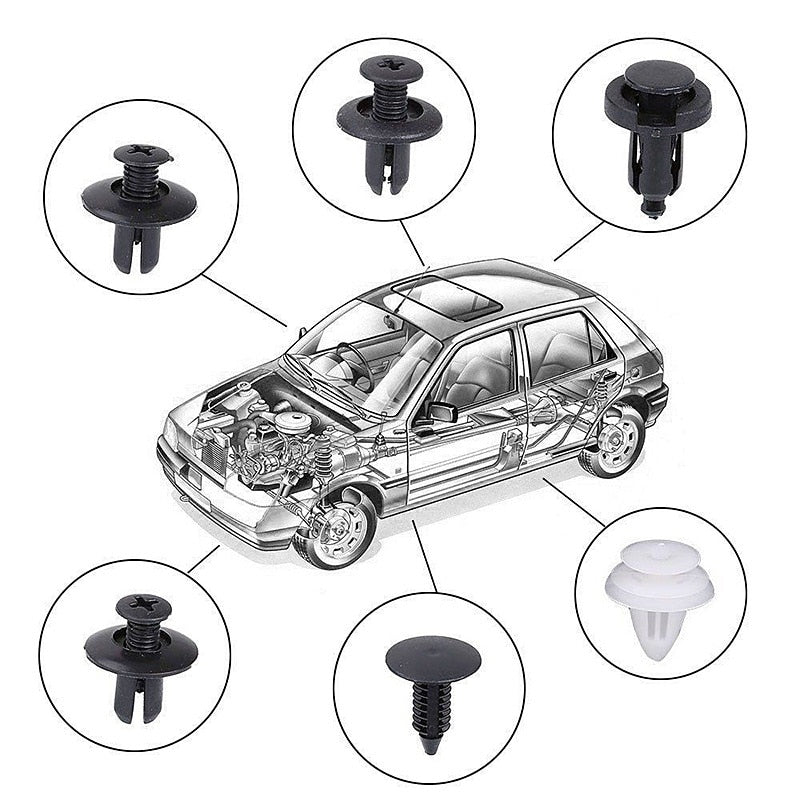 100pcs Auto Fastener Pin Rivet Bumper Car Clip Kit - Image 5