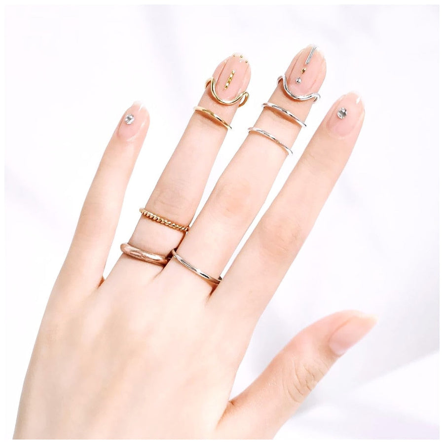 Sleek Line Gothic Metal Thin Nail Rings - Image 1