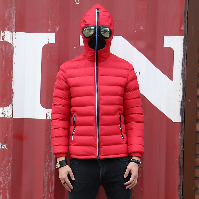 jacket with built in goggles Full Face Cover Hooded Jacket with Glasses L