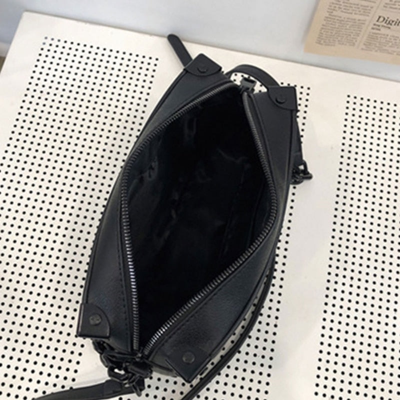 Unisex Crossbody Chain Leather Messenger Bag - Image 7