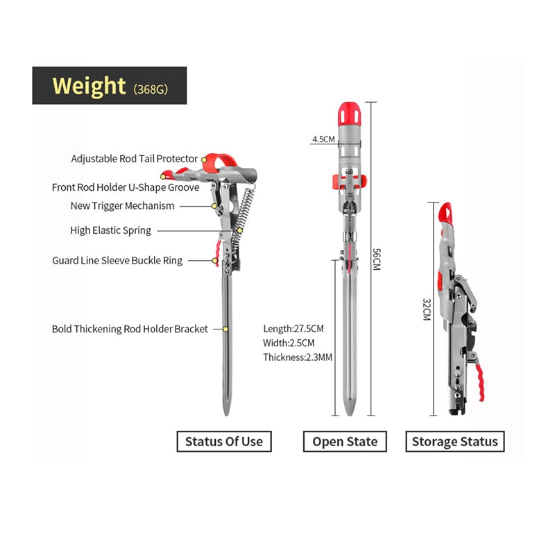 Stainless Steel Adjustable Sensitive Fishing Rod Holder - Image 4