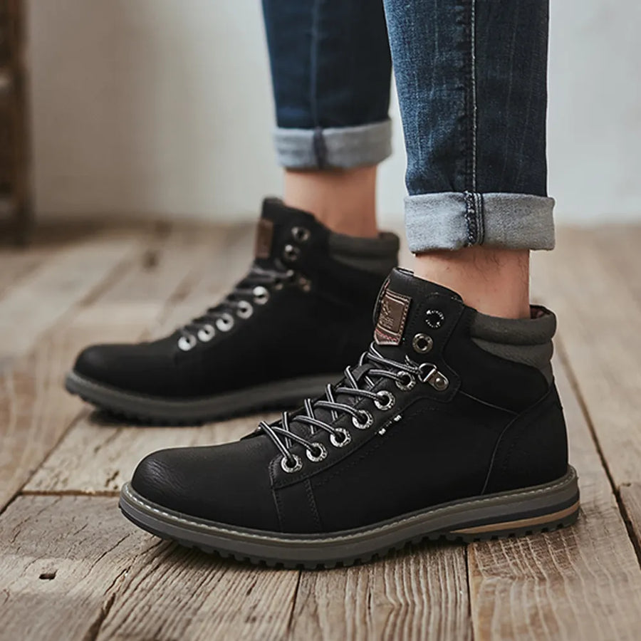 Italian Vintage Leather Lace-Up Warm Winter Boots - Image 4