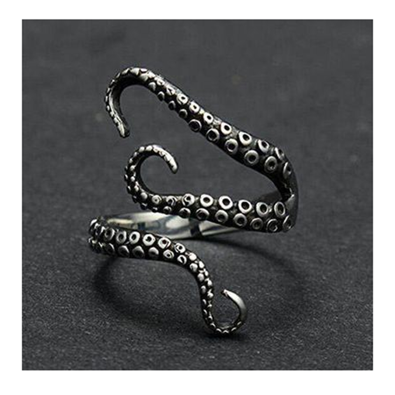Black Retro Resizeable Gothic Snake Ring - Image 2