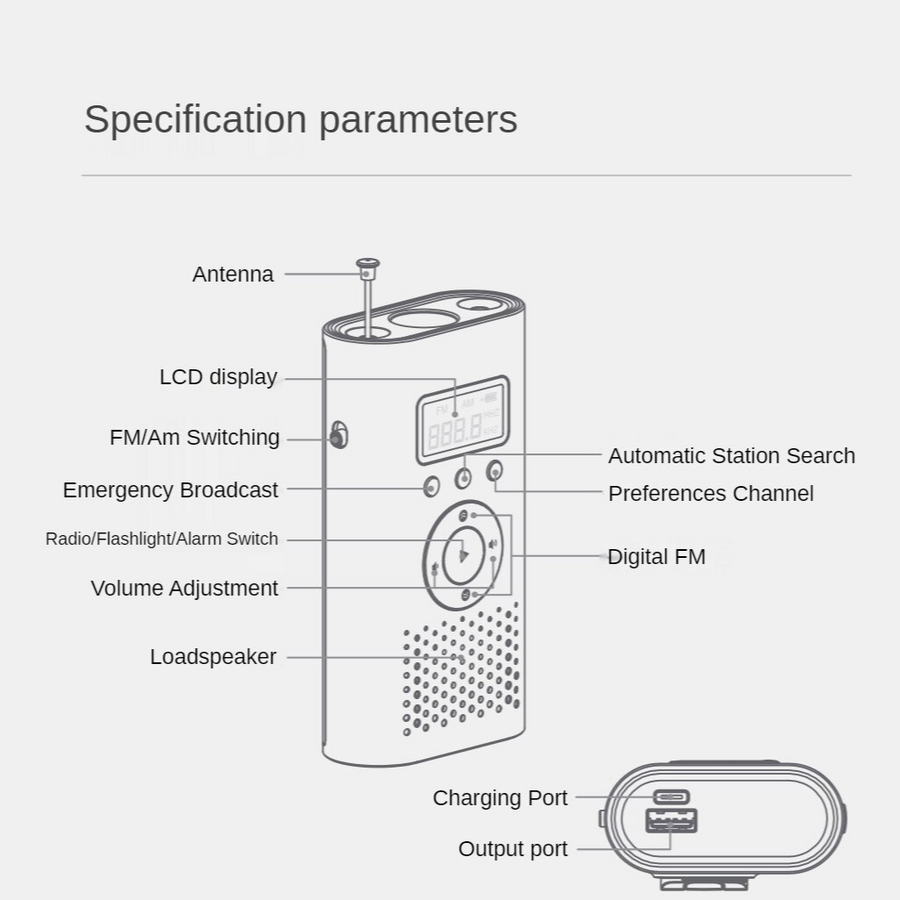 6in1 Radio Flashlight Laser Light Power Bank - Image 5