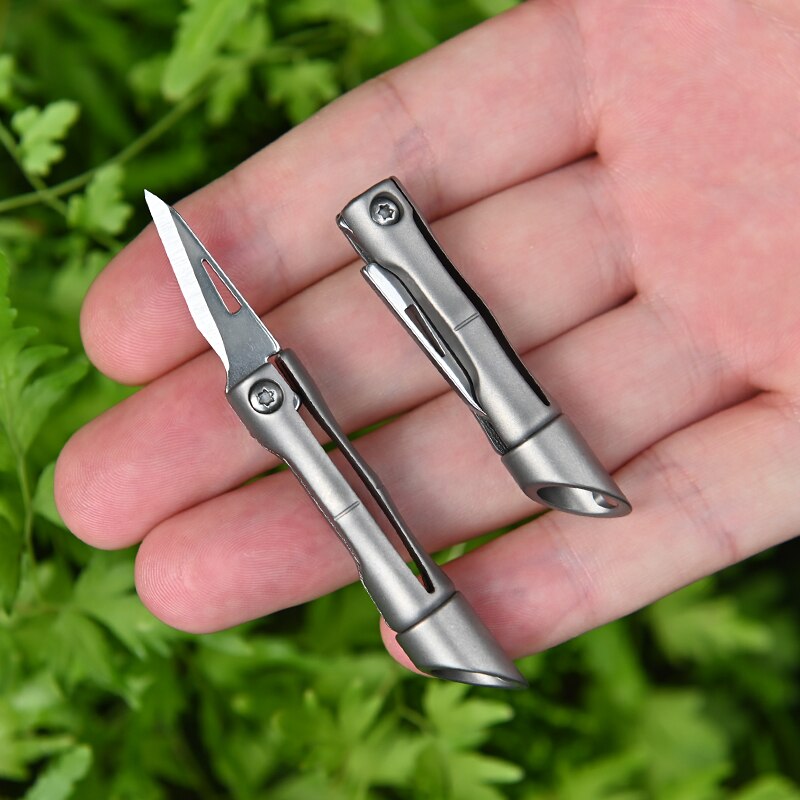 Titanium Alloy Bamboo Mini Keychain Knife - Image 3