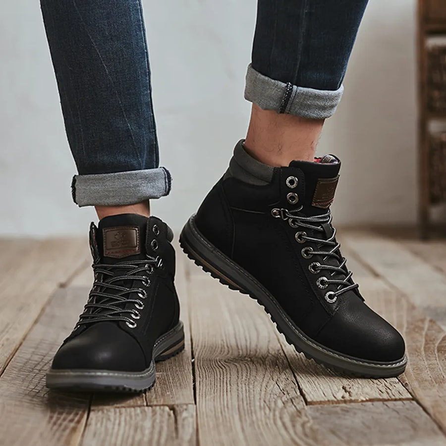 Italian Vintage Leather Lace-Up Warm Winter Boots - Image 5
