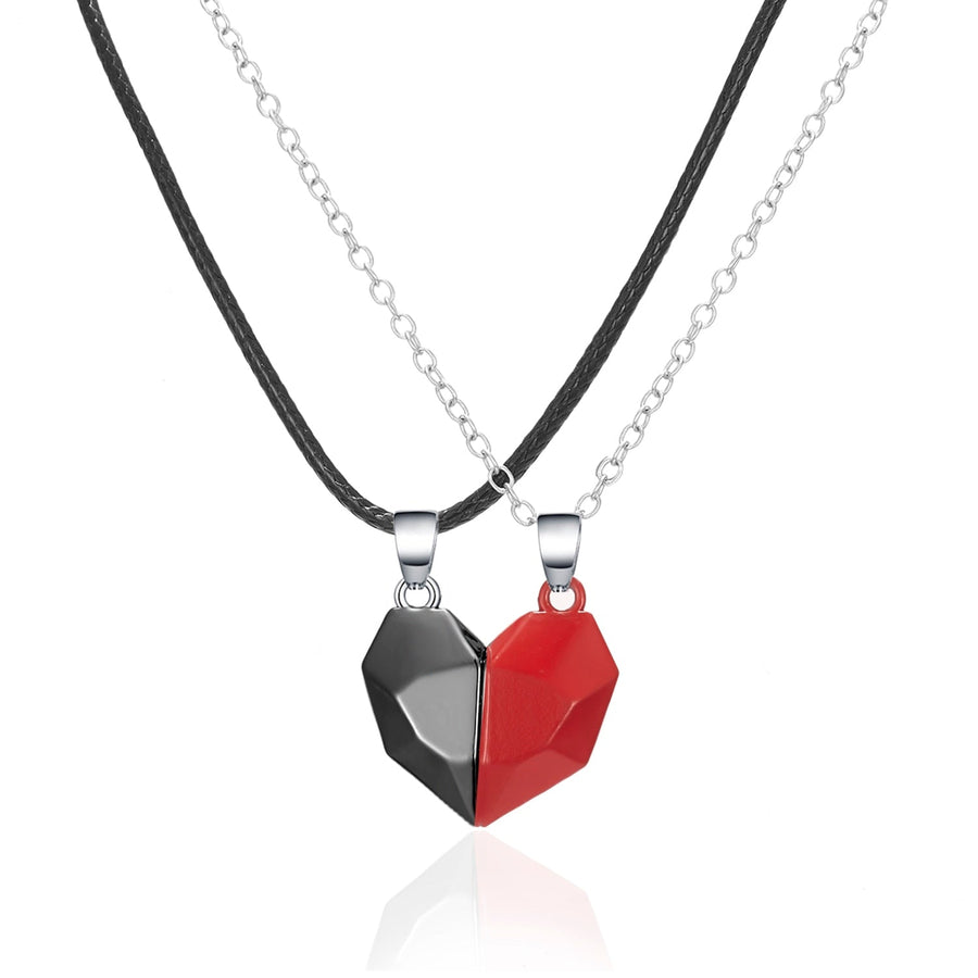 Magnetic Abstract Heart Couple's Necklace - Image 7