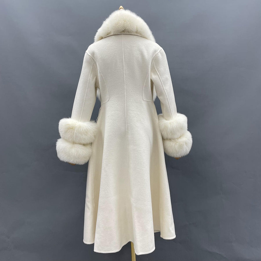Classy Ladies Collar Cuff Long Coat - Image 11