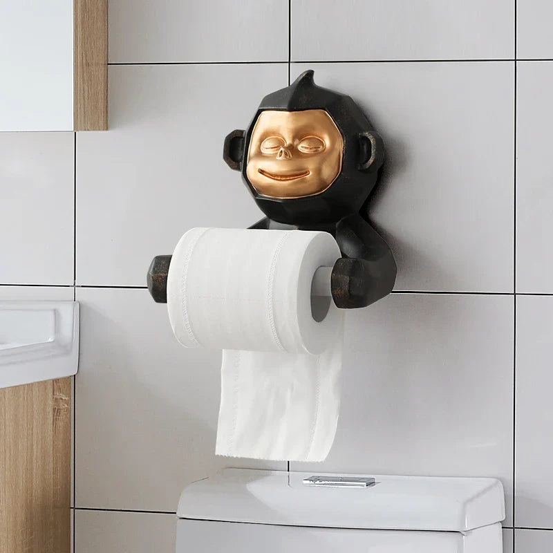 Happy Monkey Resin Toilet Paper Holder - Image 1