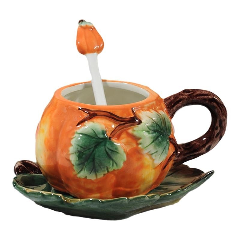 Creative Ceramic Pumpkin Mug Set - Image 3