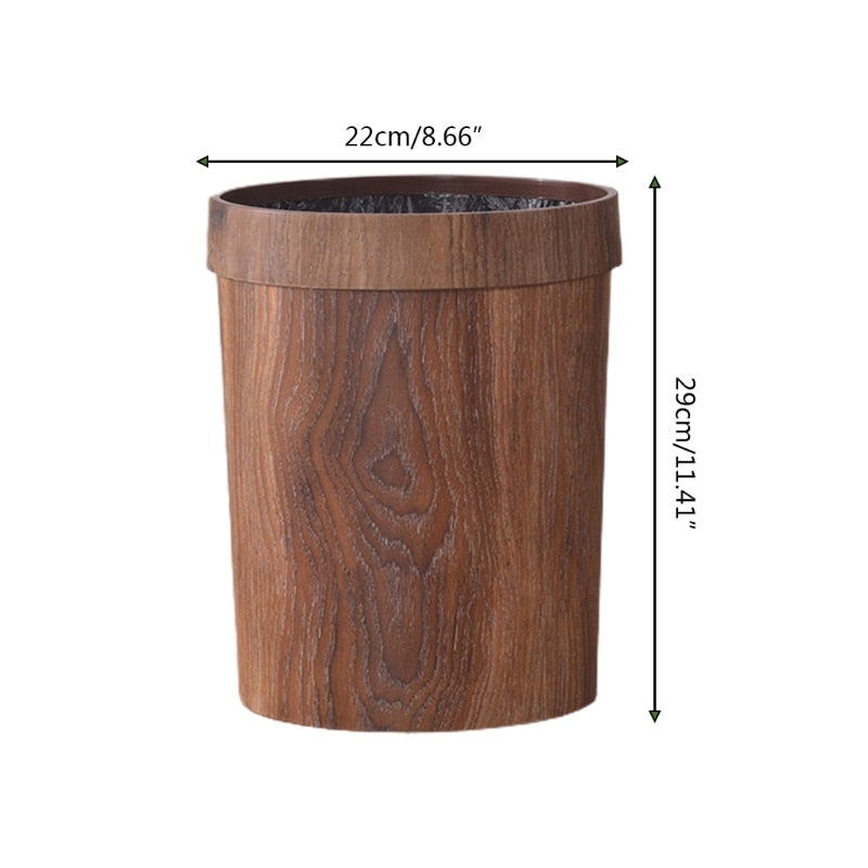 Elegant Retro Wooden Grain Trash Can - Image 3