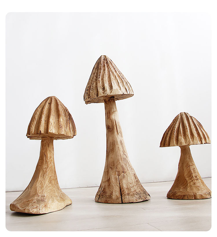 Mushroom Solid Wood Sculpture Home Decor - Image 7