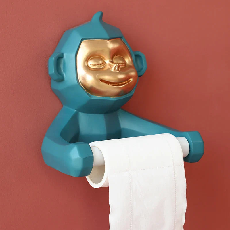Happy Monkey Resin Toilet Paper Holder - Image 3