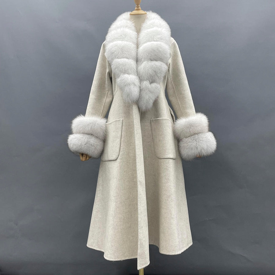 Classy Ladies Collar Cuff Long Coat - Image 3