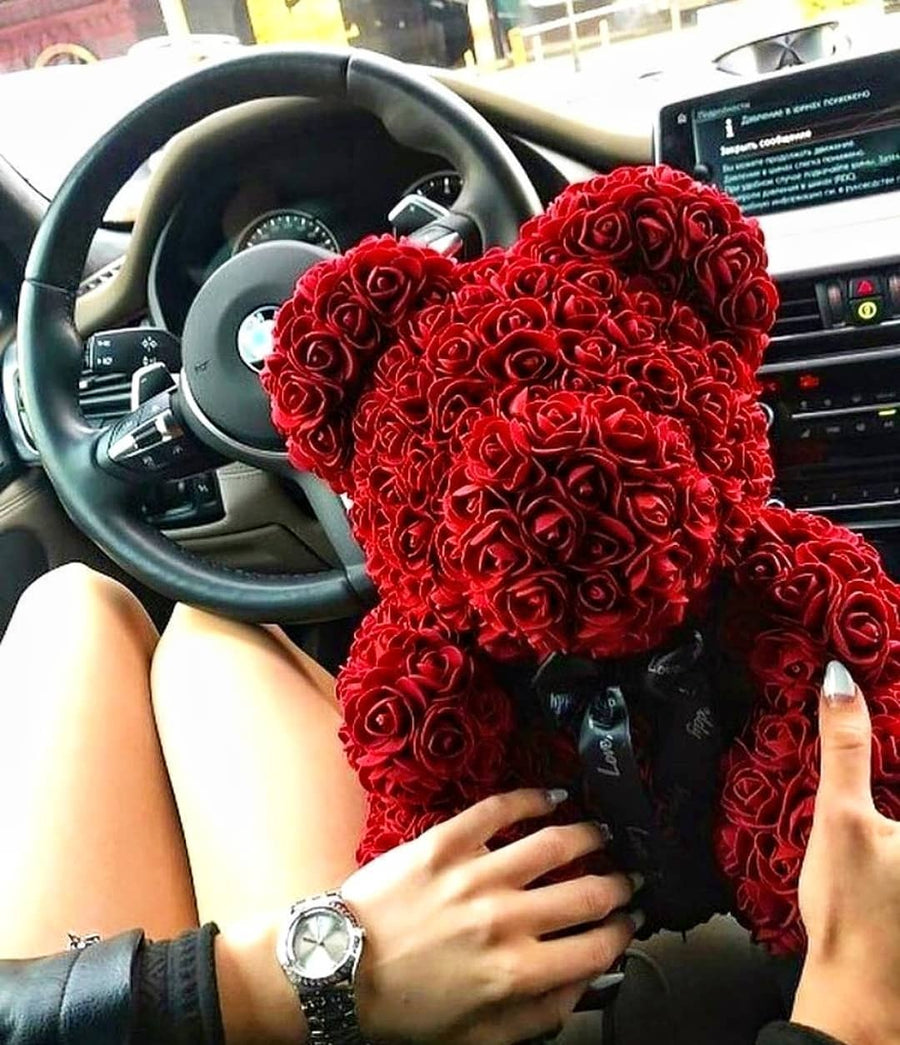 Artificial Rose Flowers Teddy Bear - Image 2