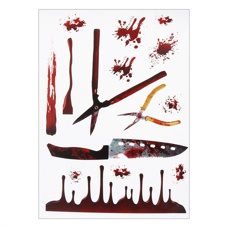 Bloody Handprint Stickers Halloween Decor - Image 4
