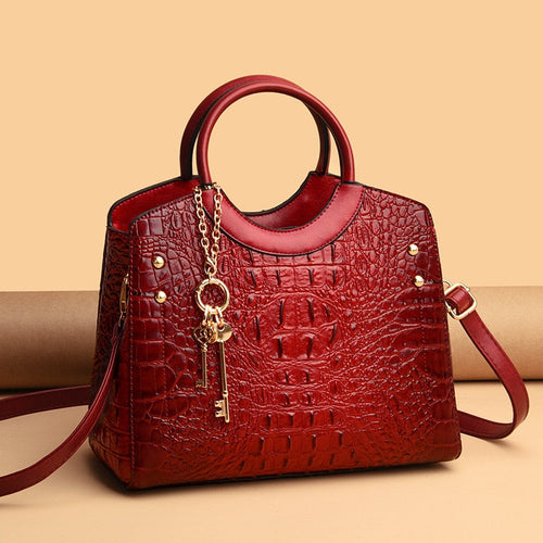 Crocodile Leather Vintage Shoulder Bag - Image 0
