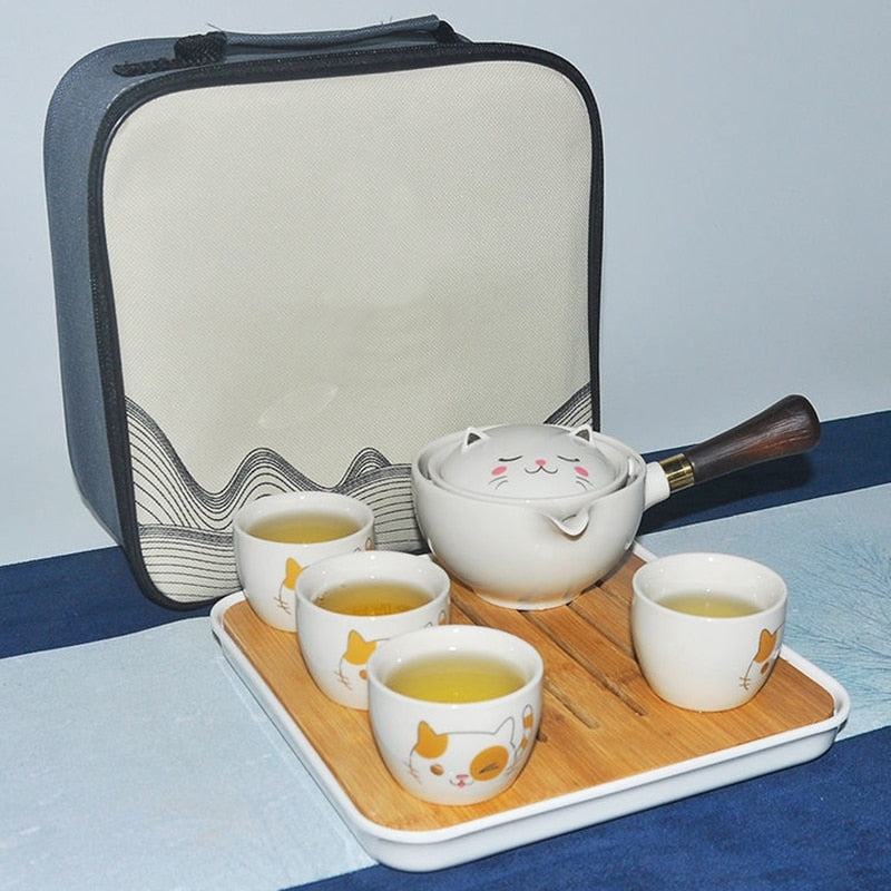 Self-Rotating Cute Cat Kung Fu Tea Set - Image 2