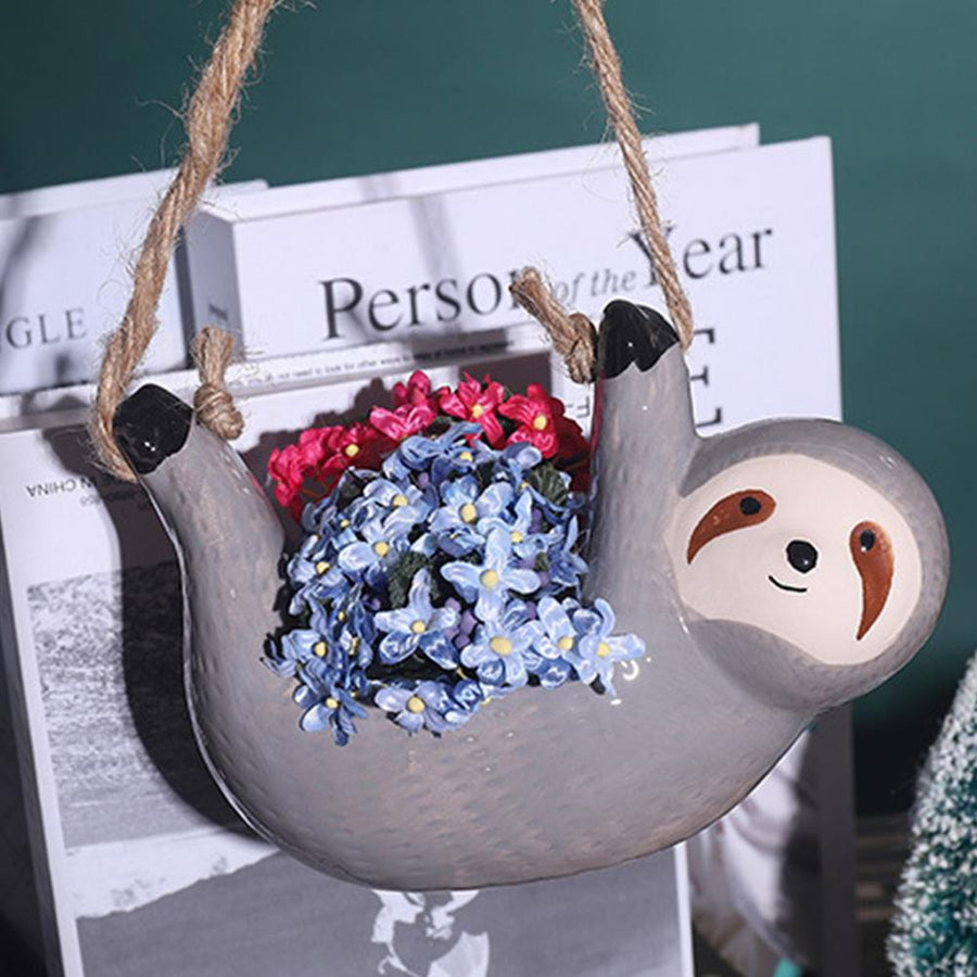 Ceramic Happy Sloth Flower Pot - Image 0