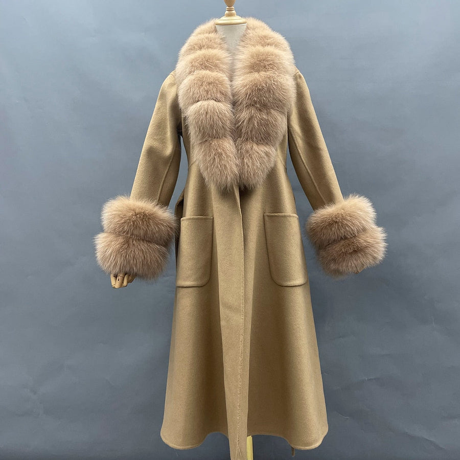 Classy Ladies Collar Cuff Long Coat - Image 7