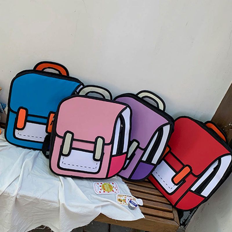 Creative 2D Unisex Cartoon Backpack - Image 3