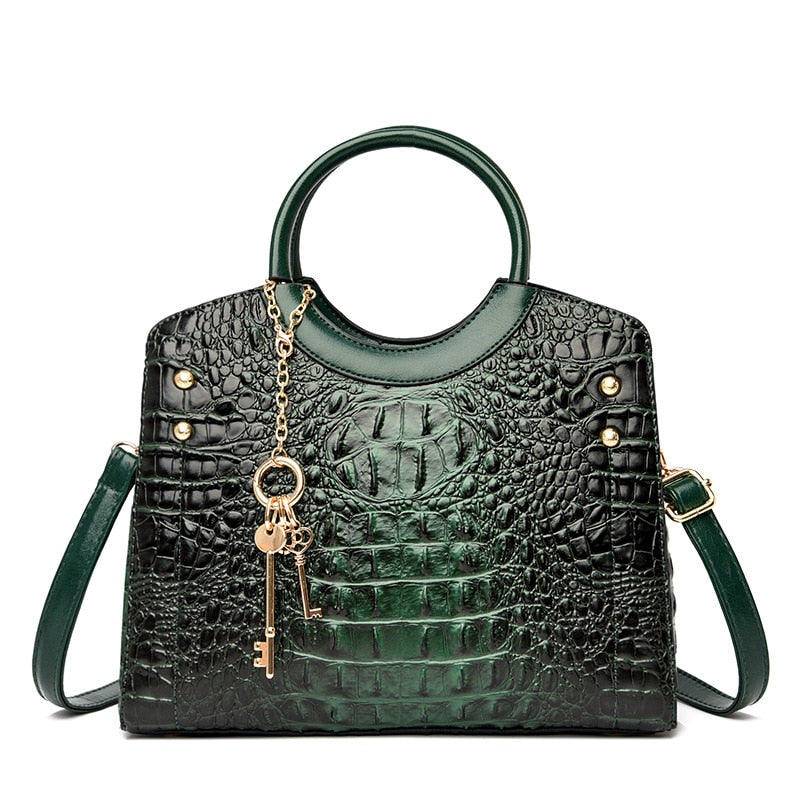 Crocodile Leather Vintage Shoulder Bag - Image 7