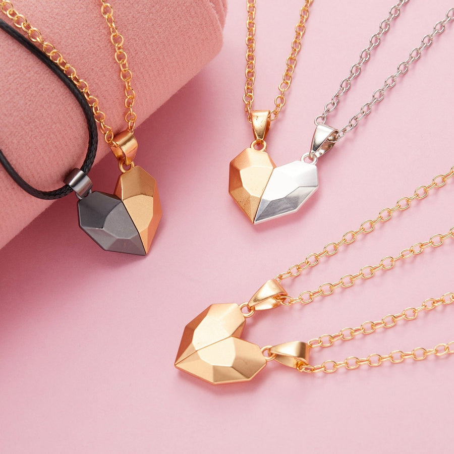 Magnetic Abstract Heart Couple's Necklace - Image 3