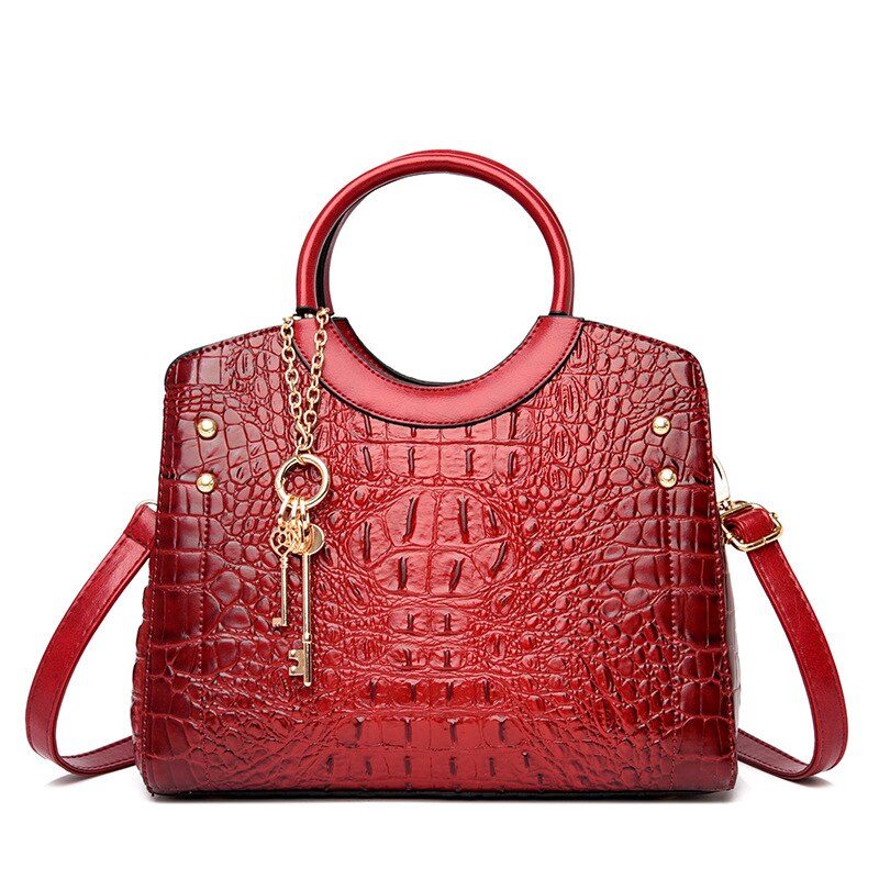 Crocodile Leather Vintage Shoulder Bag - Image 8