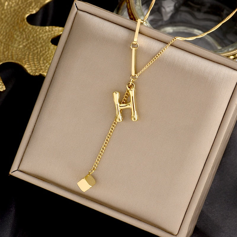 Charming Initials Letter Necklace - Image 9