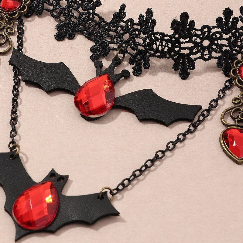 Red Bat Halloween Necklace - Image 1