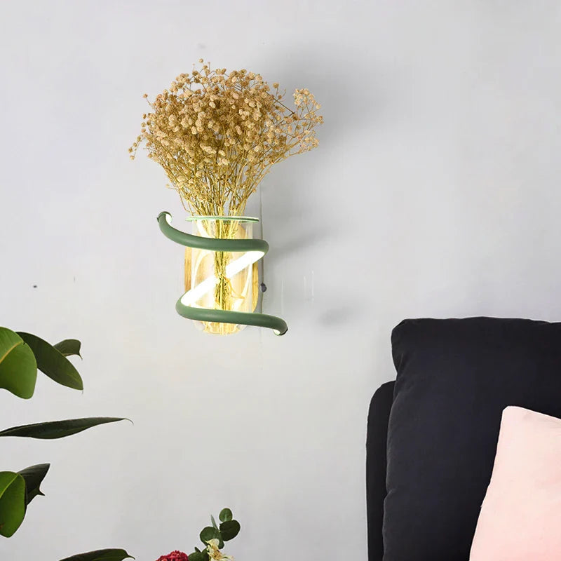 Nordic Unique Wooden Outdoor Wall Vase Lamp - Image 2