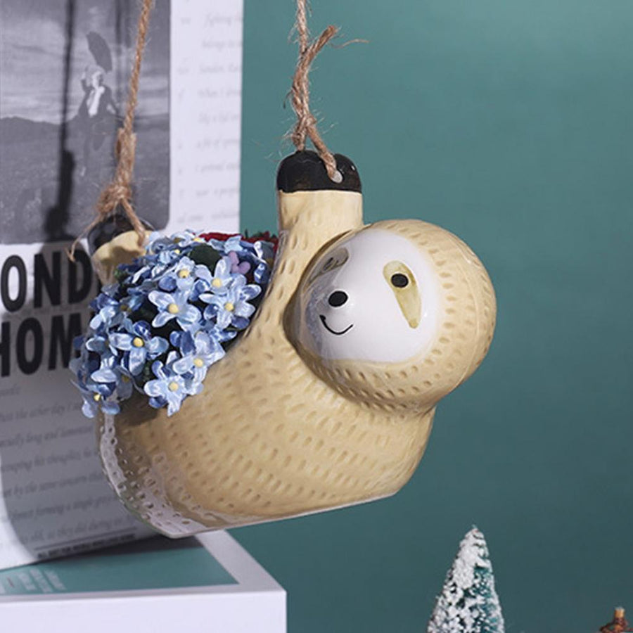 Ceramic Happy Sloth Flower Pot - Image 1