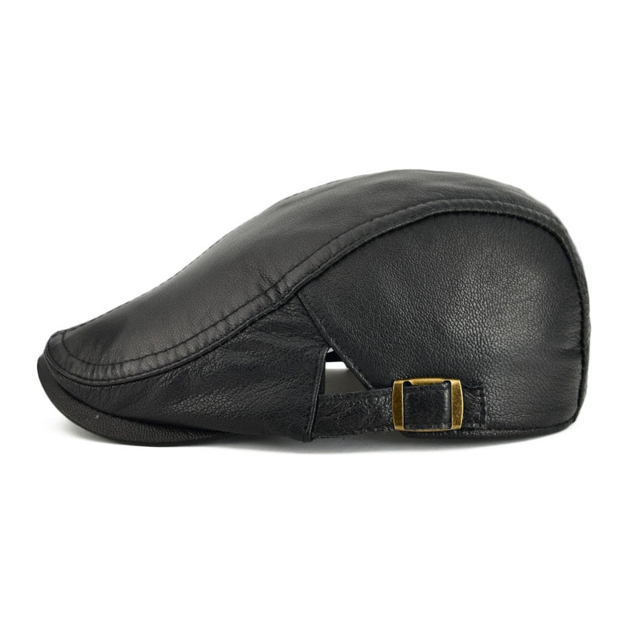 Timeless Newsboy Retro Leather Flat Cap - Image 8