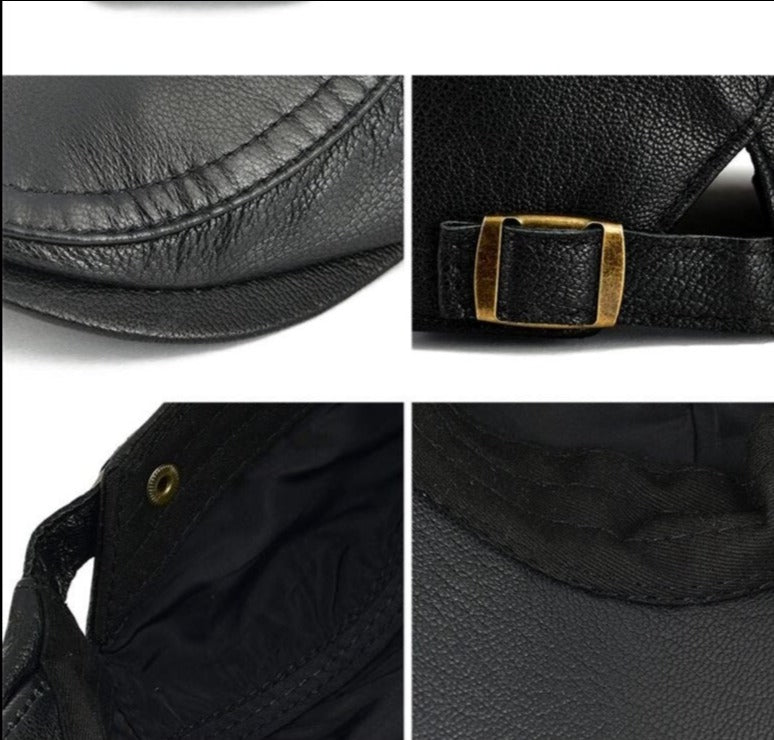 Timeless Newsboy Retro Leather Flat Cap - Image 2