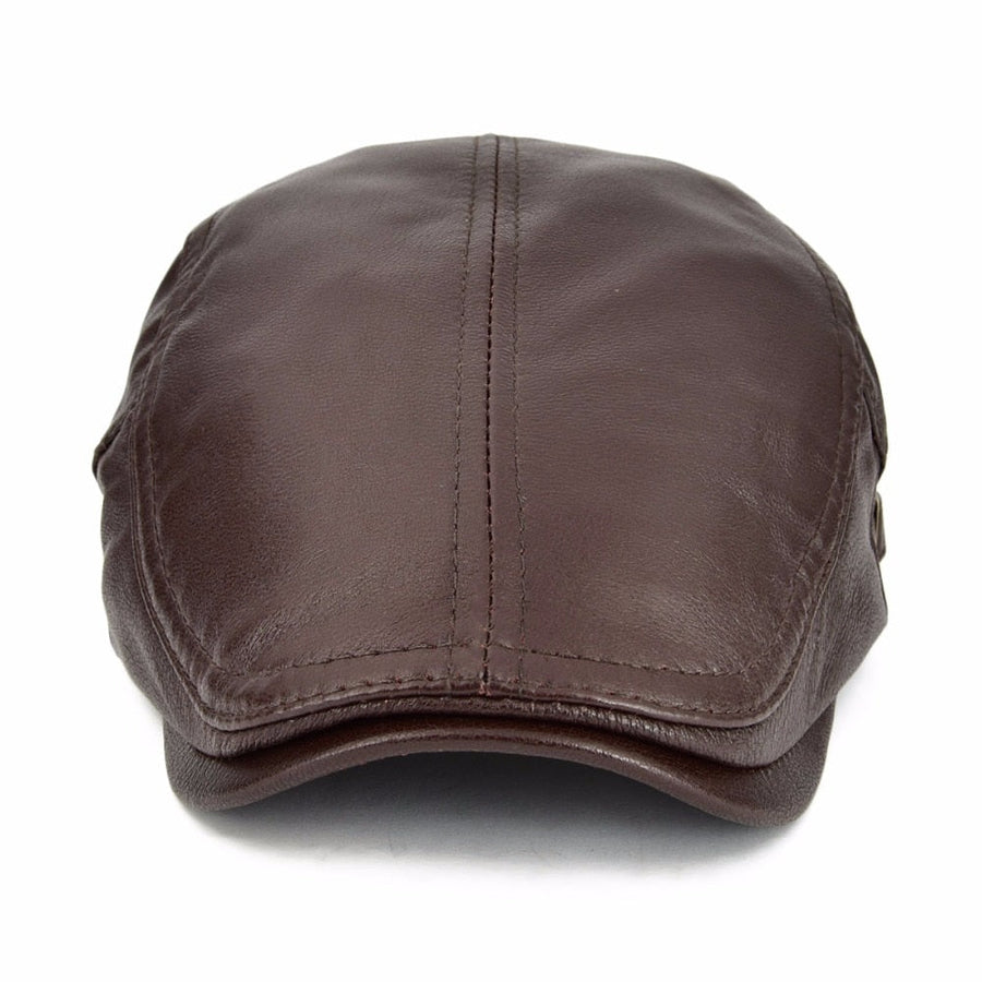 Timeless Newsboy Retro Leather Flat Cap - Image 7