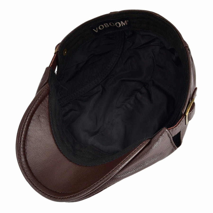 Timeless Newsboy Retro Leather Flat Cap - Image 1