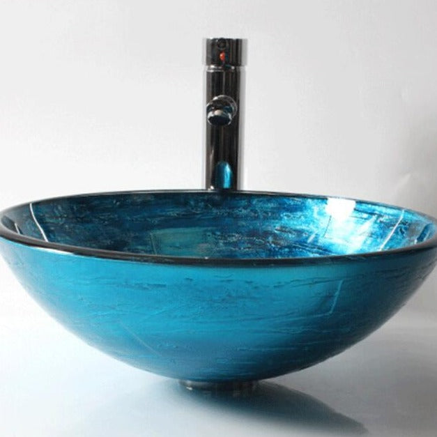 Luxury Vintage Bathroom Round Tempered Glass Sink - Image 3