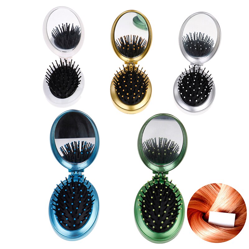 Pocket Beauty Mini Travel Hair Brush Mirror - Image 2