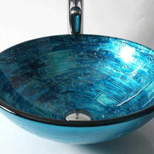 Luxury Vintage Bathroom Round Tempered Glass Sink - Image 2