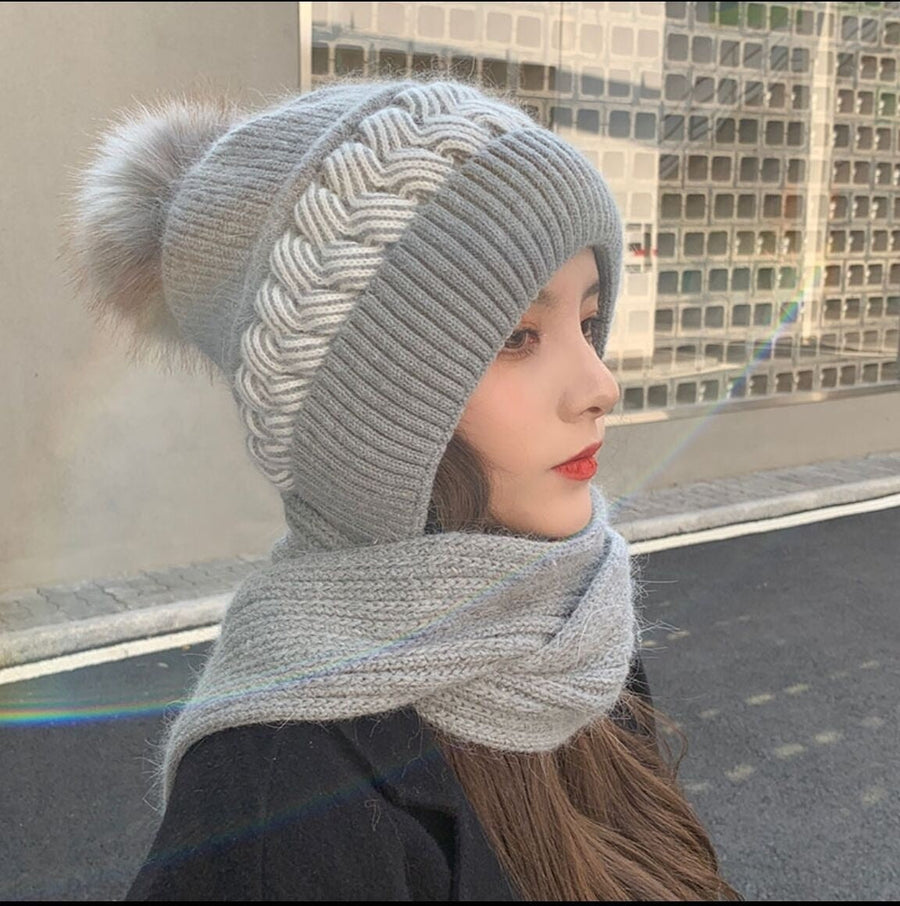 2in1 Wool Winter Scarf Hat - Image 3