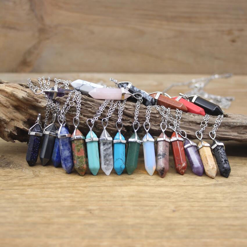 Hexagon Natural Stone Chakra Necklace - Image 0