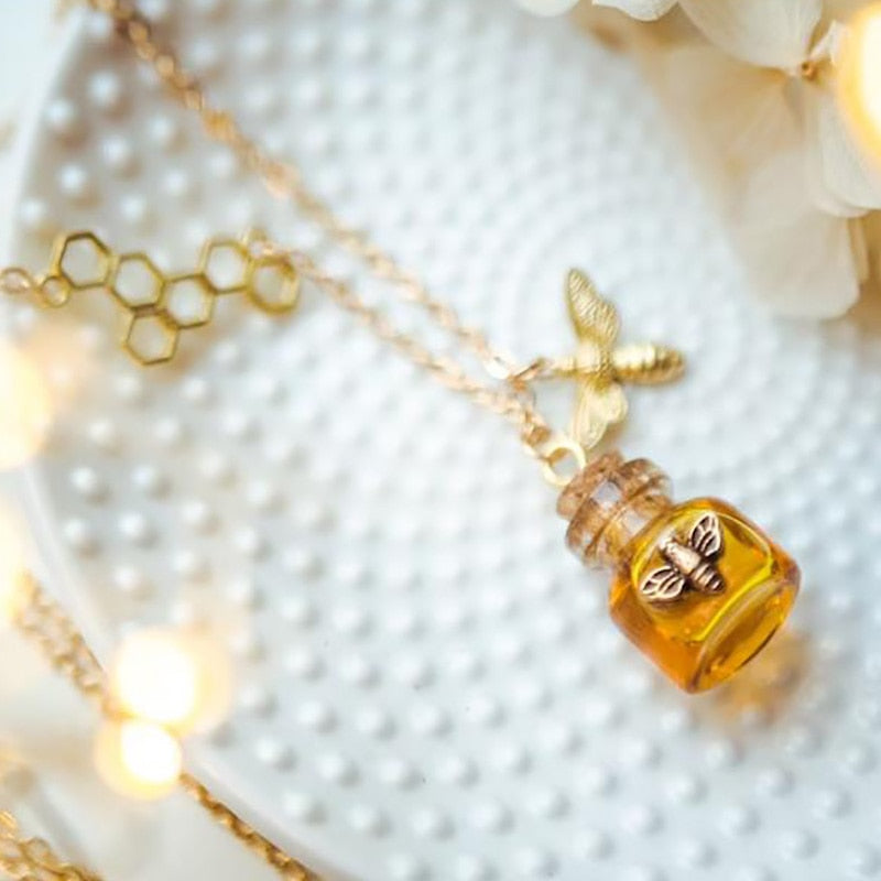 Honey Charm Bee Bottle Necklace - Image 2
