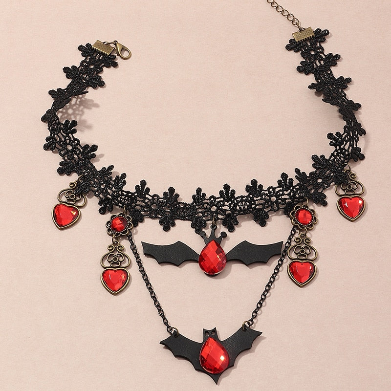 Red Bat Halloween Necklace - Image 7