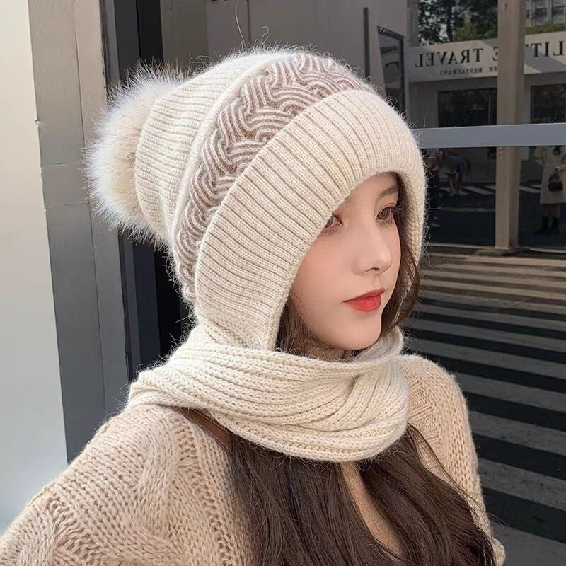 2in1 Wool Winter Scarf Hat - Image 2