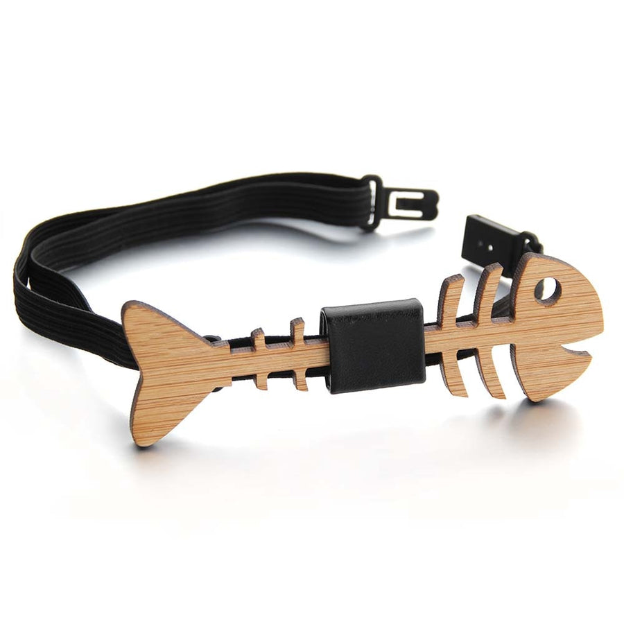 Wooden Fish Skeleton Men Bow Tie - Image 1