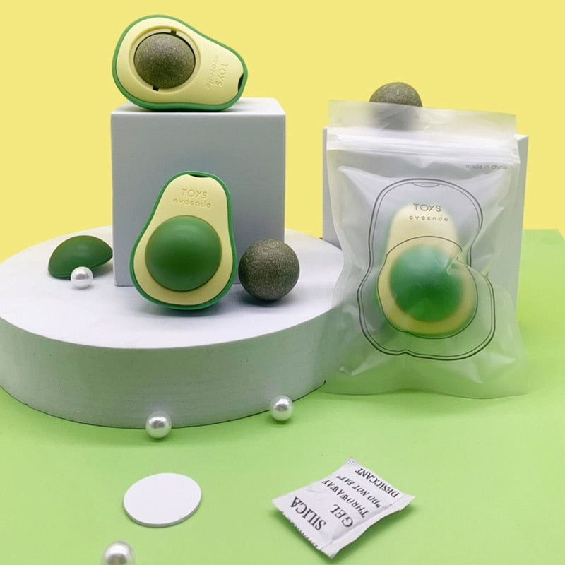 Wall-Mounted Cat Avocado Toy Ball - Image 1