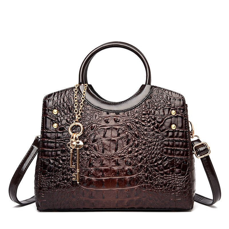 Crocodile Leather Vintage Shoulder Bag - Image 11