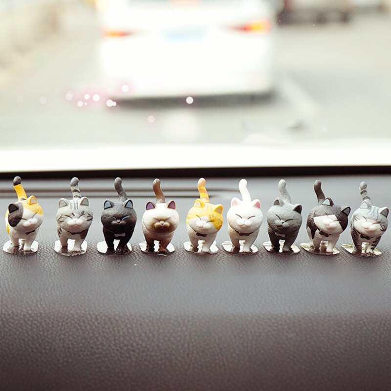 9Pcs Cute Kitty Rotating Head Car Decor - Image 0