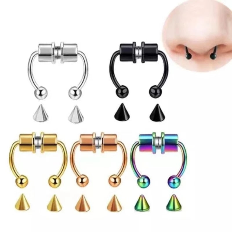 Stainless Steel Magnetic Fake Nose Piercing - Image 1